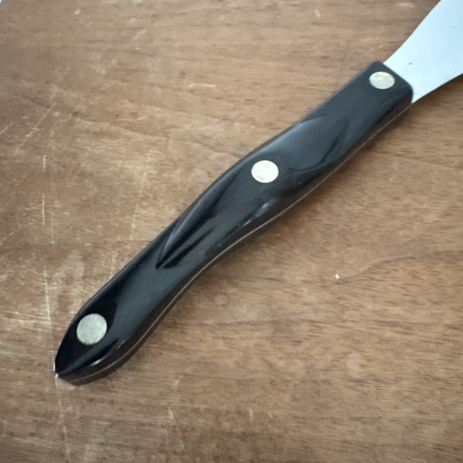 Vintage Cutco 1768 KN Serrated Spatula Spreader Knife Brown Swirl Handle, USA