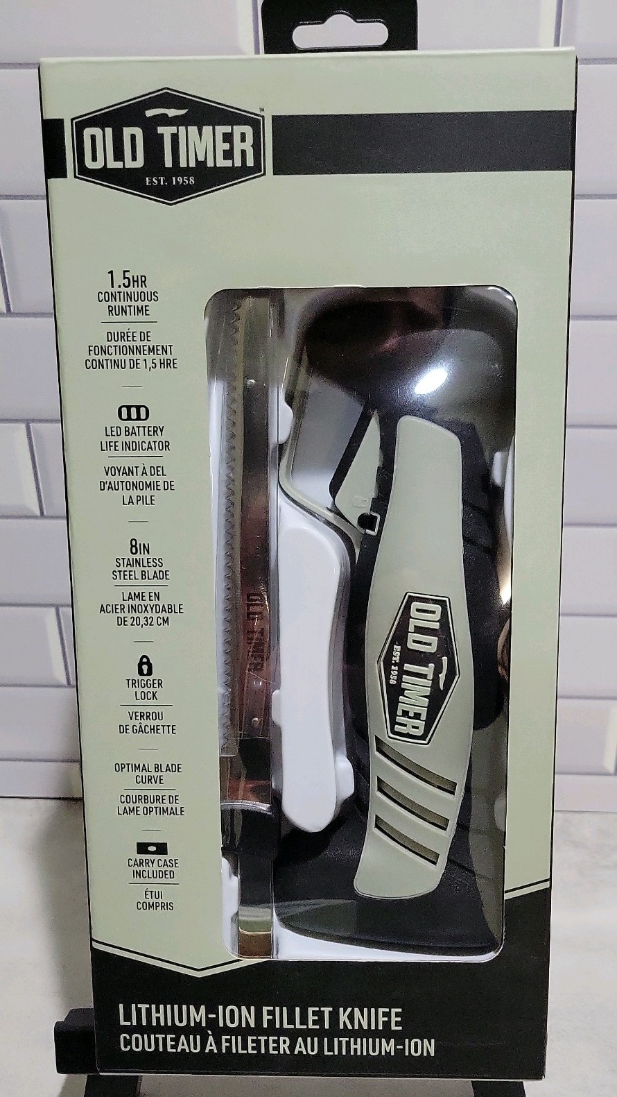 Old Timer Fillet Knife, Rechargeable Lithium Ion, Fixed Blade, 8 inch 1140756