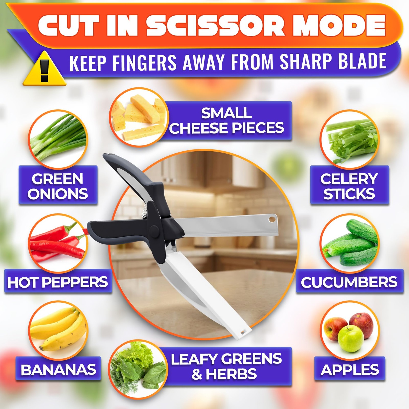 2 in 1 Kitchen Scissors for Food – Stainless Steel 9.5″ Medium, Grey, White