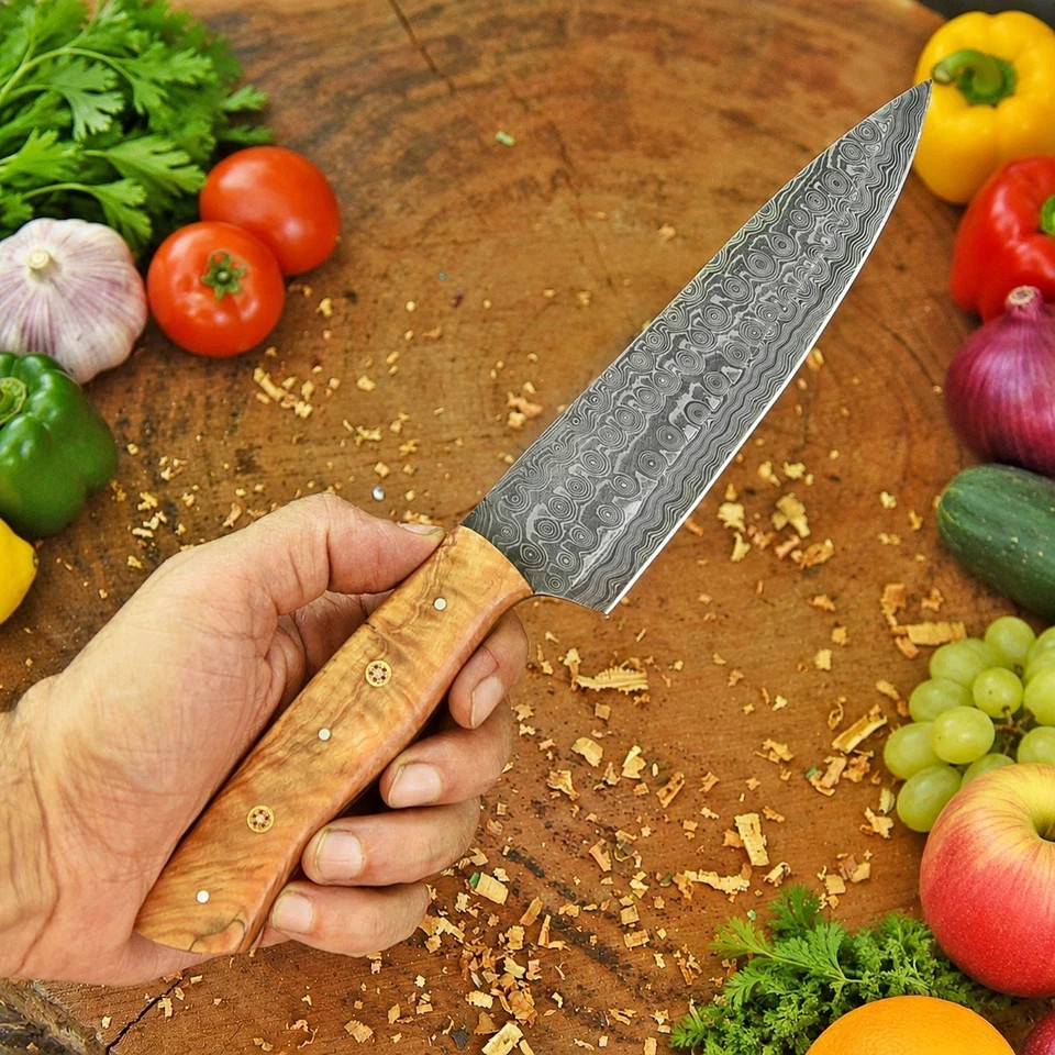 Custom Hand Made Damascus Chef Knife Kitchen / Hand forged Damascus Steel 2598