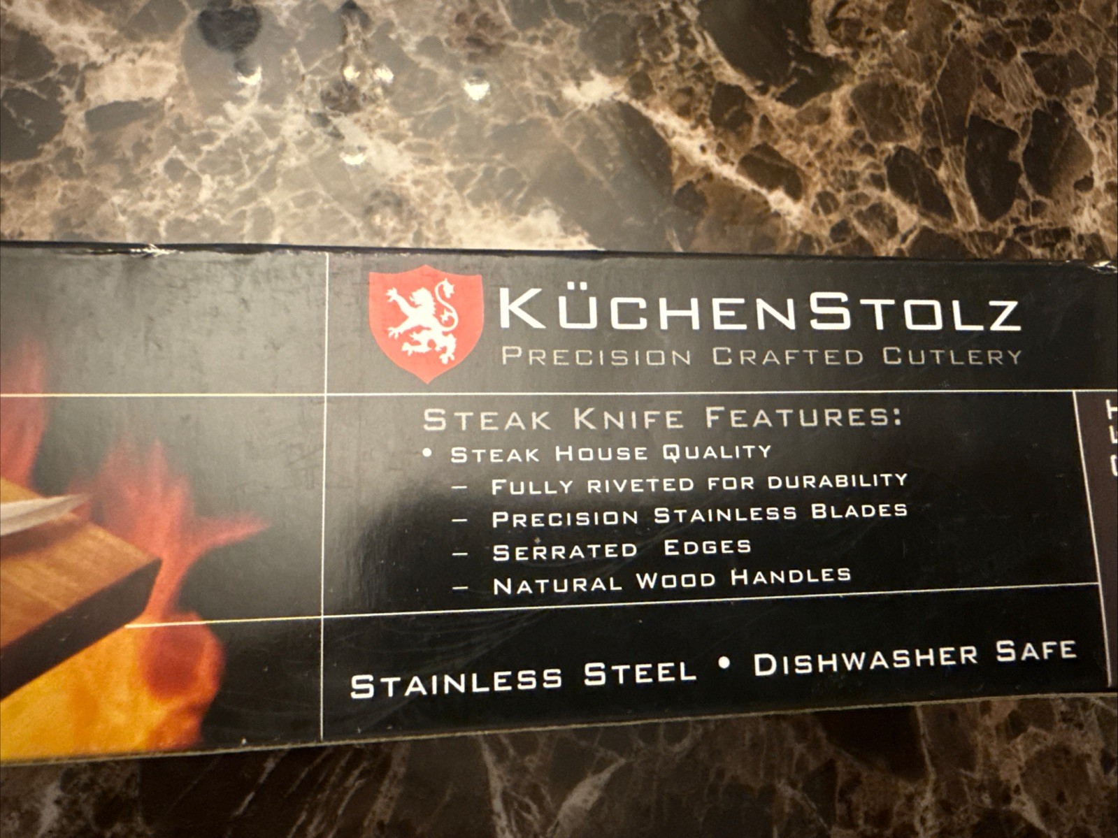 KüchenStolz 8 Piece Steak Knife Set With Stainless Steel Blades Wood Handles VTG