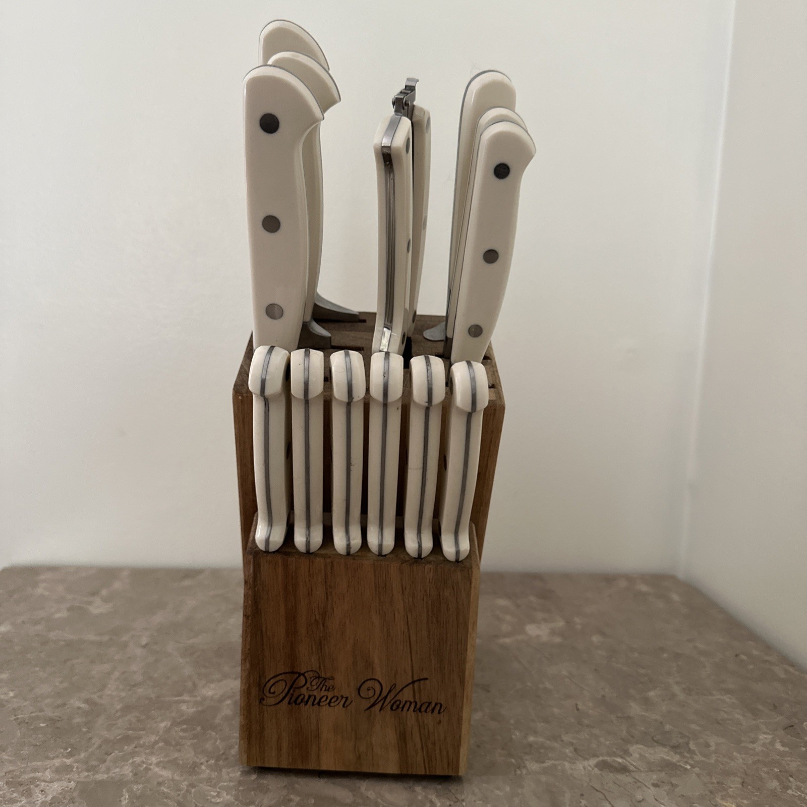 14 Piece The Pioneer Woman Frontier Forged Cutlery Knife Block Set -READ-