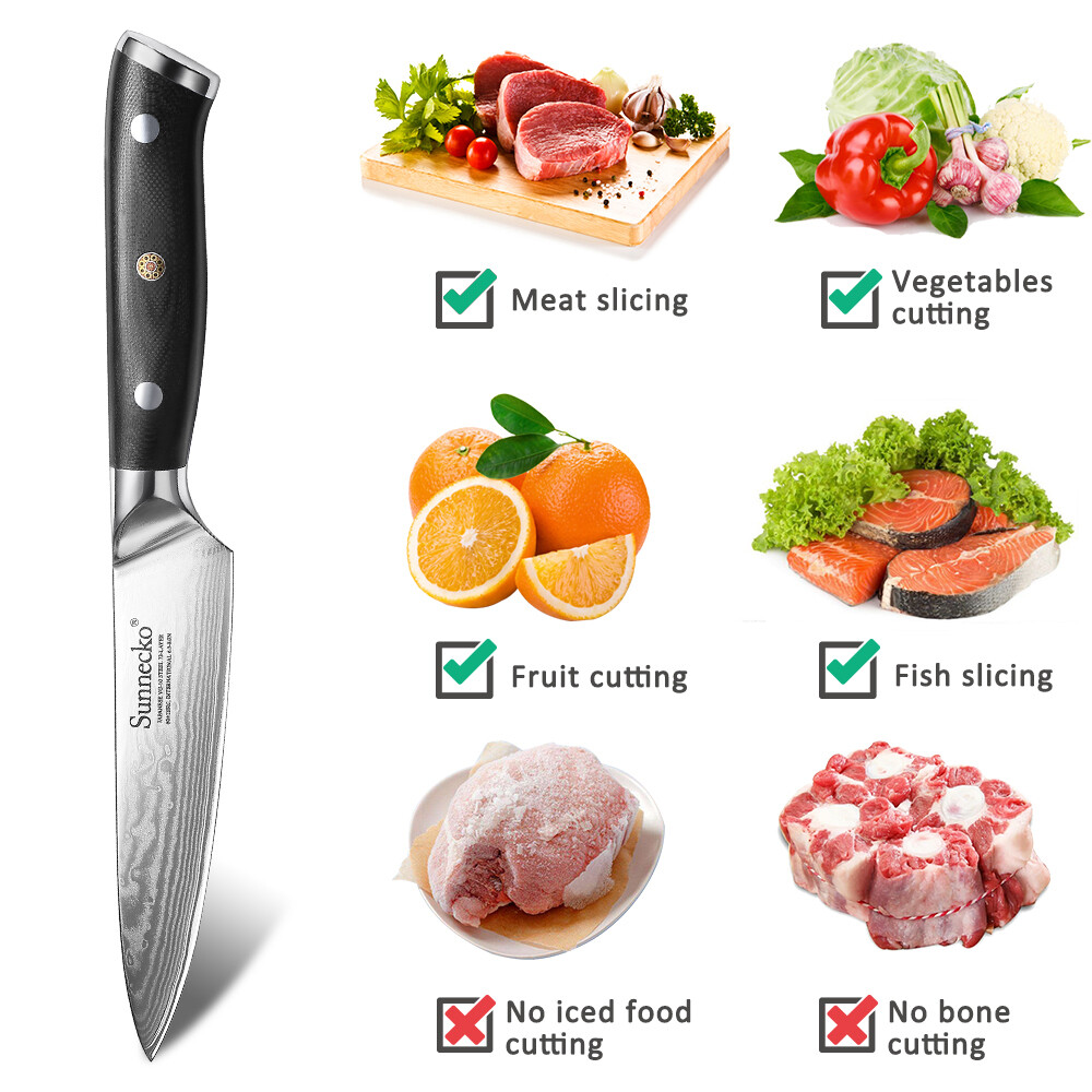 5 Inch Utility Steak Knife VG10 Damascus Steel Table Kitchen Knife Cutting Tools