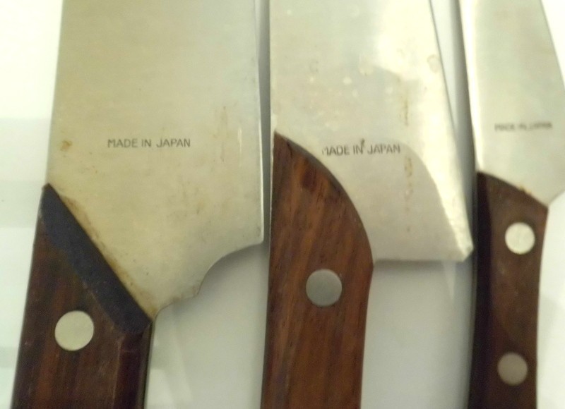 Vtg Set of 3 MAC Japanese Knives Stainless Blades Wood Handles (+ Cleaver/*Read)