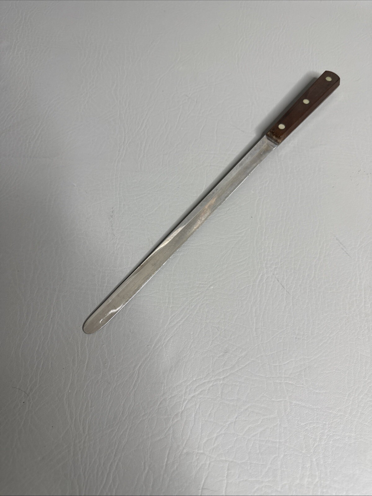 Vintage Cutco 34 Flat Blade 9.5″ Slicing Knife w/ Wood Handle Pat 2147079