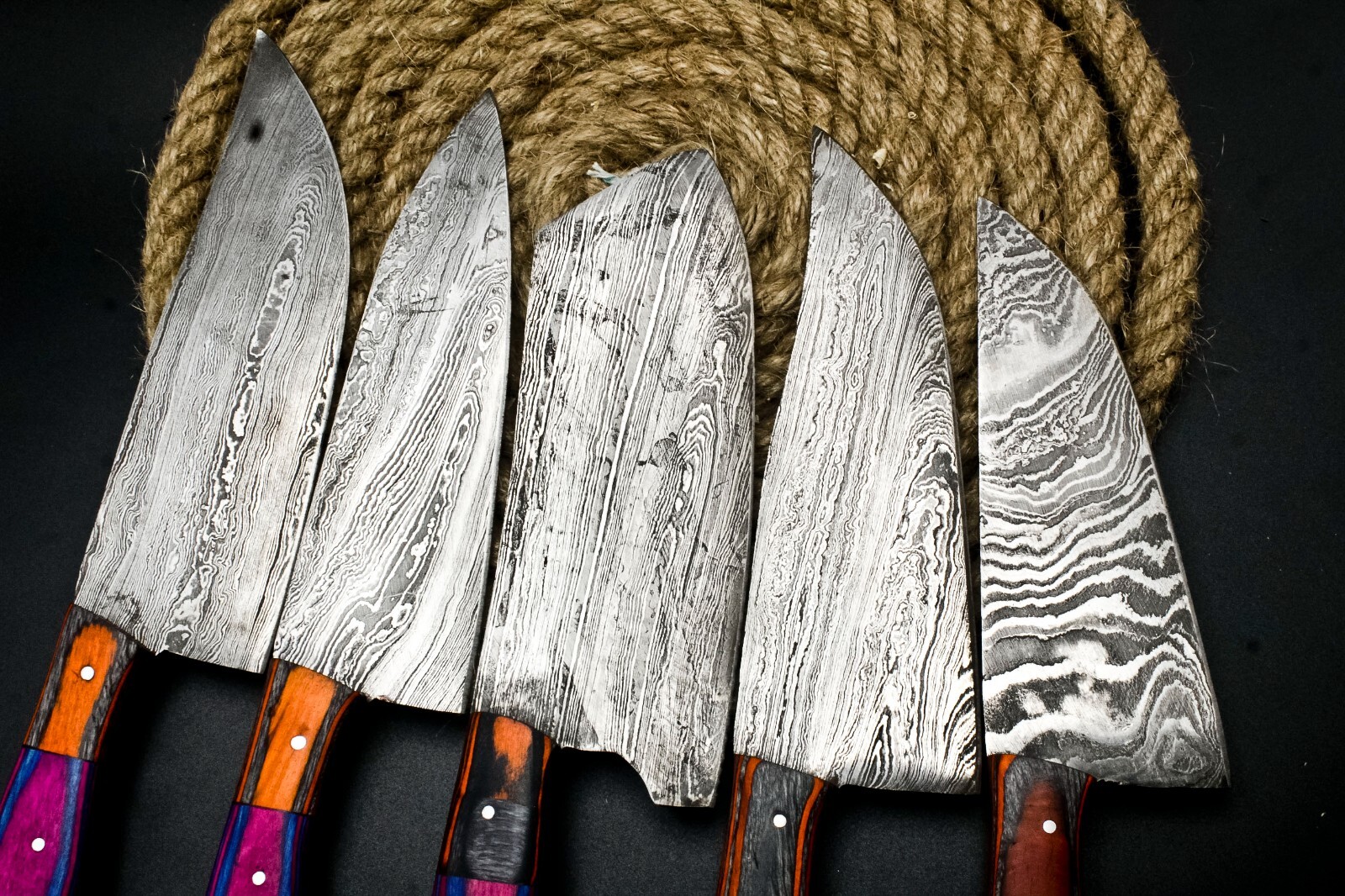 CUSTOM HANDMADE FORGED DAMASCUS STEEL CHEF KNIFE KITCHEN CHEF KNIVES SET