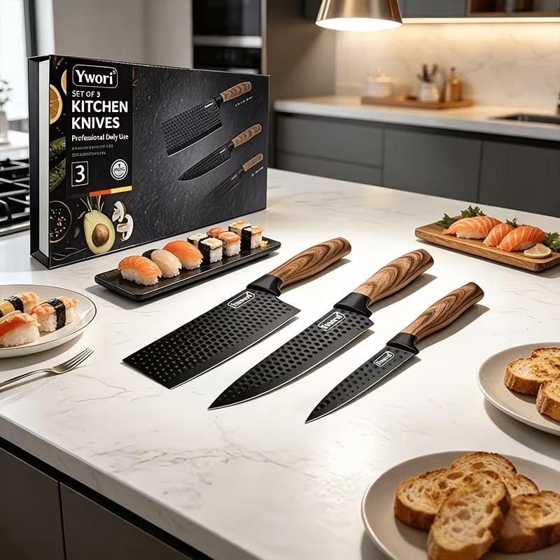 7 Pcs Professional Kitchen Knife Set Stainless Steel Chef Scissors Block