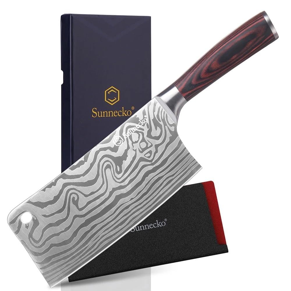 7 Inch Cleaver Knife, High Carbon Stainless Steel Chinese Cleaver with Wooden…