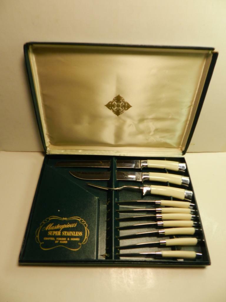 FEDERAL MASTERPIECES STAINLESS LARGE SET OF KNIVES CRAFTED FORGED HONED by HAND