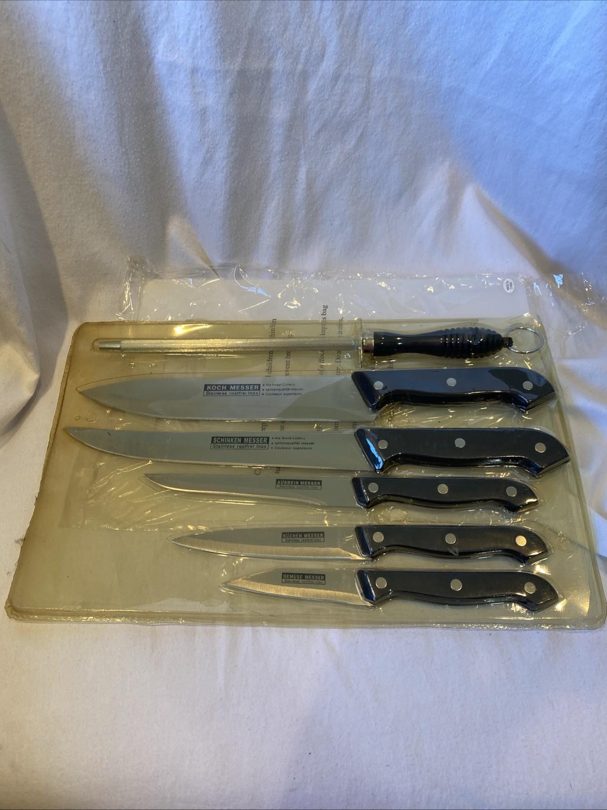 New In Box 6 Piece Kuchenstolz Sharp Knife Set With Sharpener German