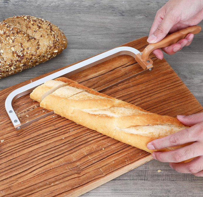 15.7 in Serrated Bread Slicer, Sourdough Bread Knife, Stainless Steel Bow Knife