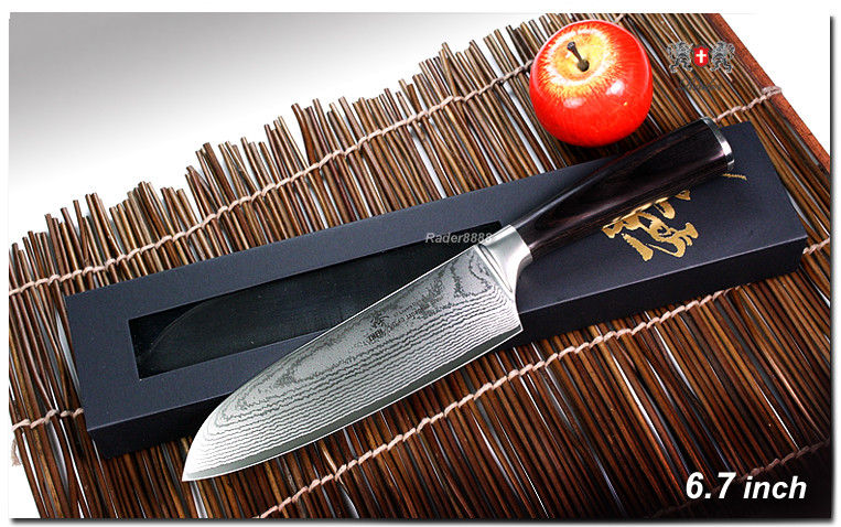 Japanese DAMASCUS 67 Layers Chef Santoku Knife 6.7″ Vegetable Cutlery Cookware
