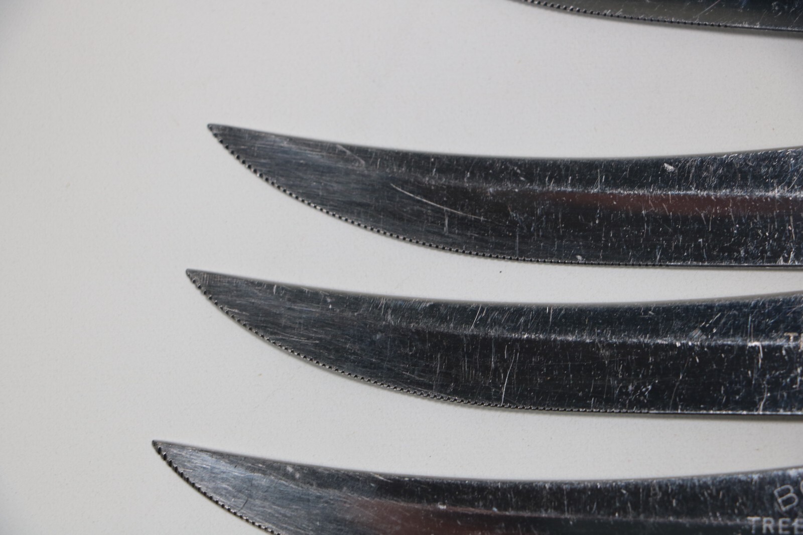 Vintage Boker Tree Brand Stainless Steak Knife Set 6pc USA Made Knives