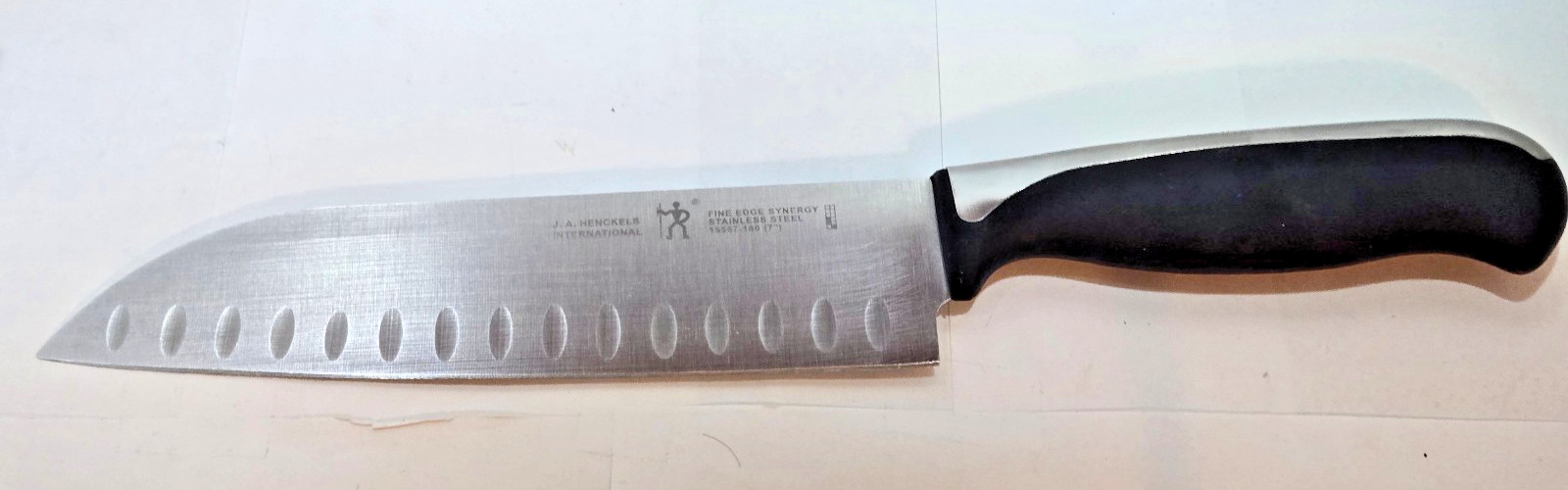 JA Henckels Intl, 7″ Santoku Knife, Synergy Elan Series, Granton Edge, German