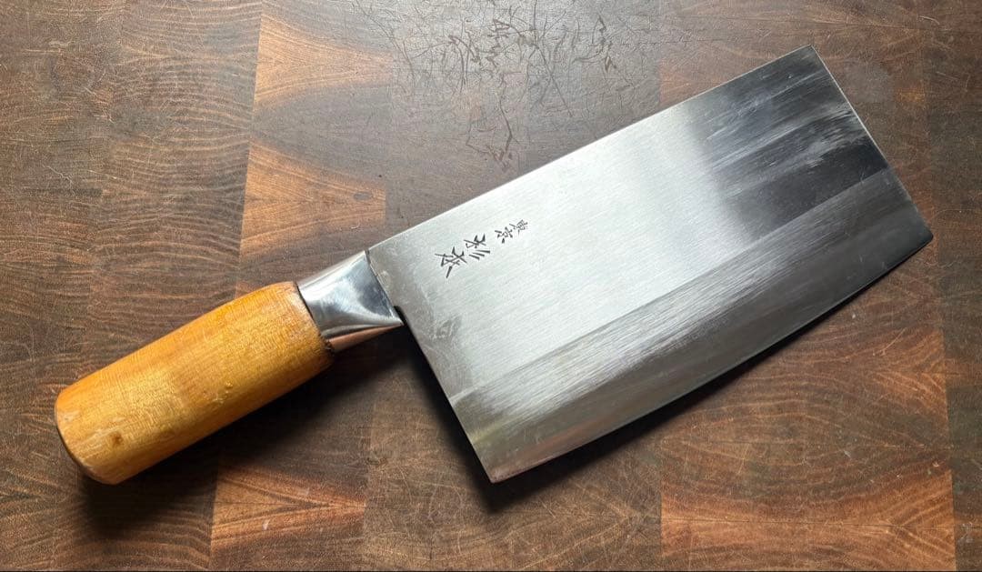 Sugimoto Chinese Knife 190mm Sharpened Nakiri Steel Used, Wide Blade