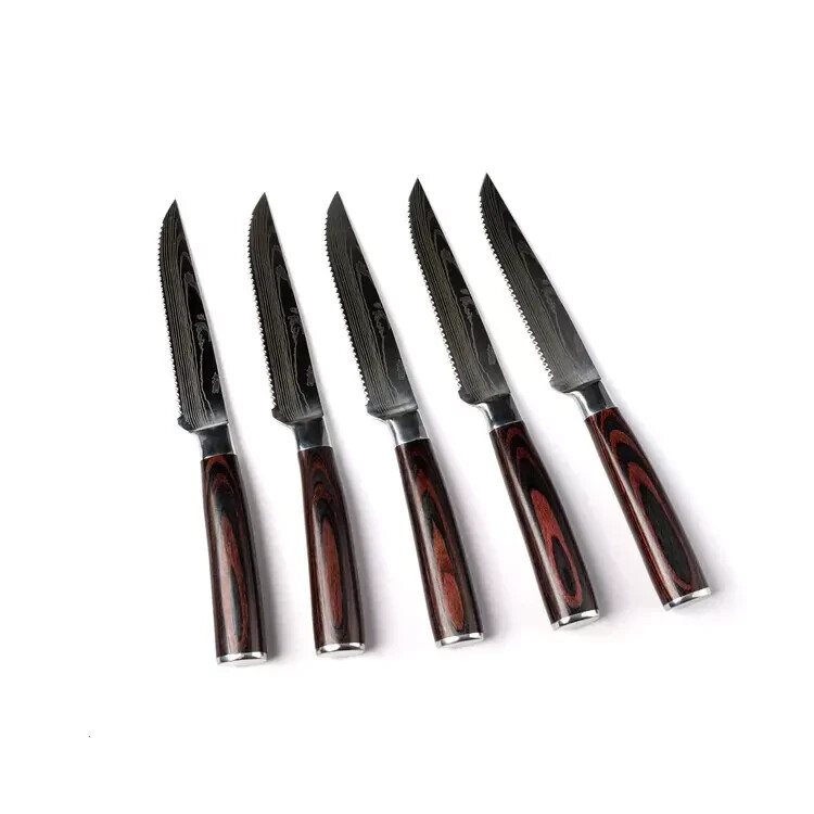 Seido Knives 5-Piece Stainless Steel Serrated Steak Knives Table Cutlery
