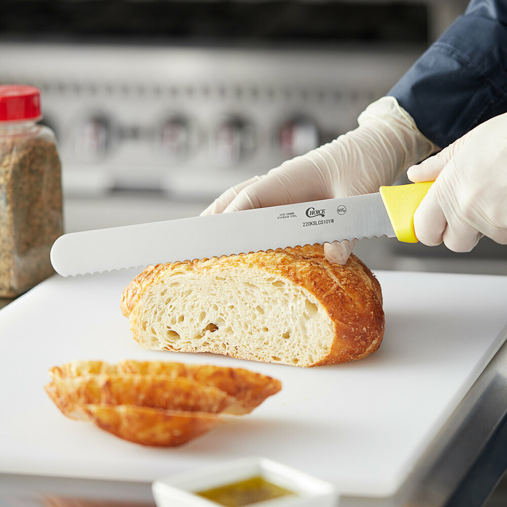 Choice 10″ Serrated Edge Slicing / Bread Knife with Yellow Handle