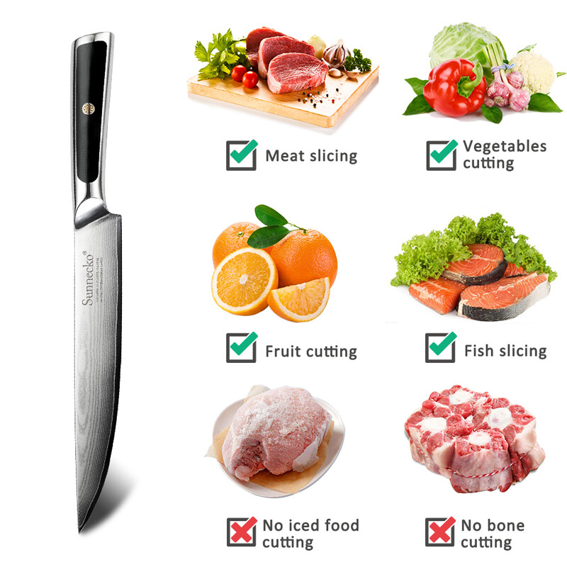 8 Inch Slicing Knife Japanese VG10 Damascus Steel Kitchen Chef’s Cutting Knife