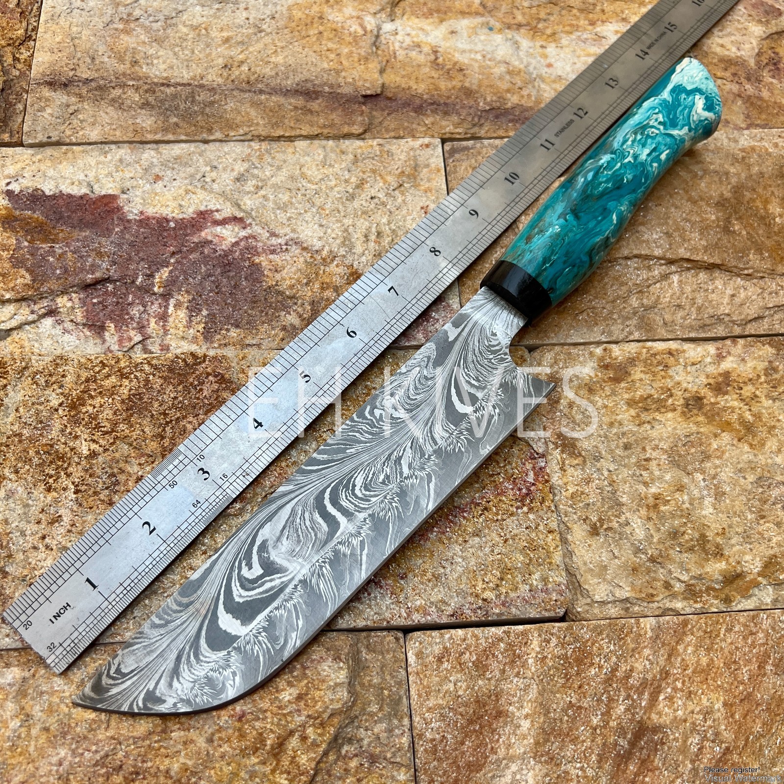 14” Handmade Damascus Steel Slicing Sharp Chef Knife for Meat/BBQ