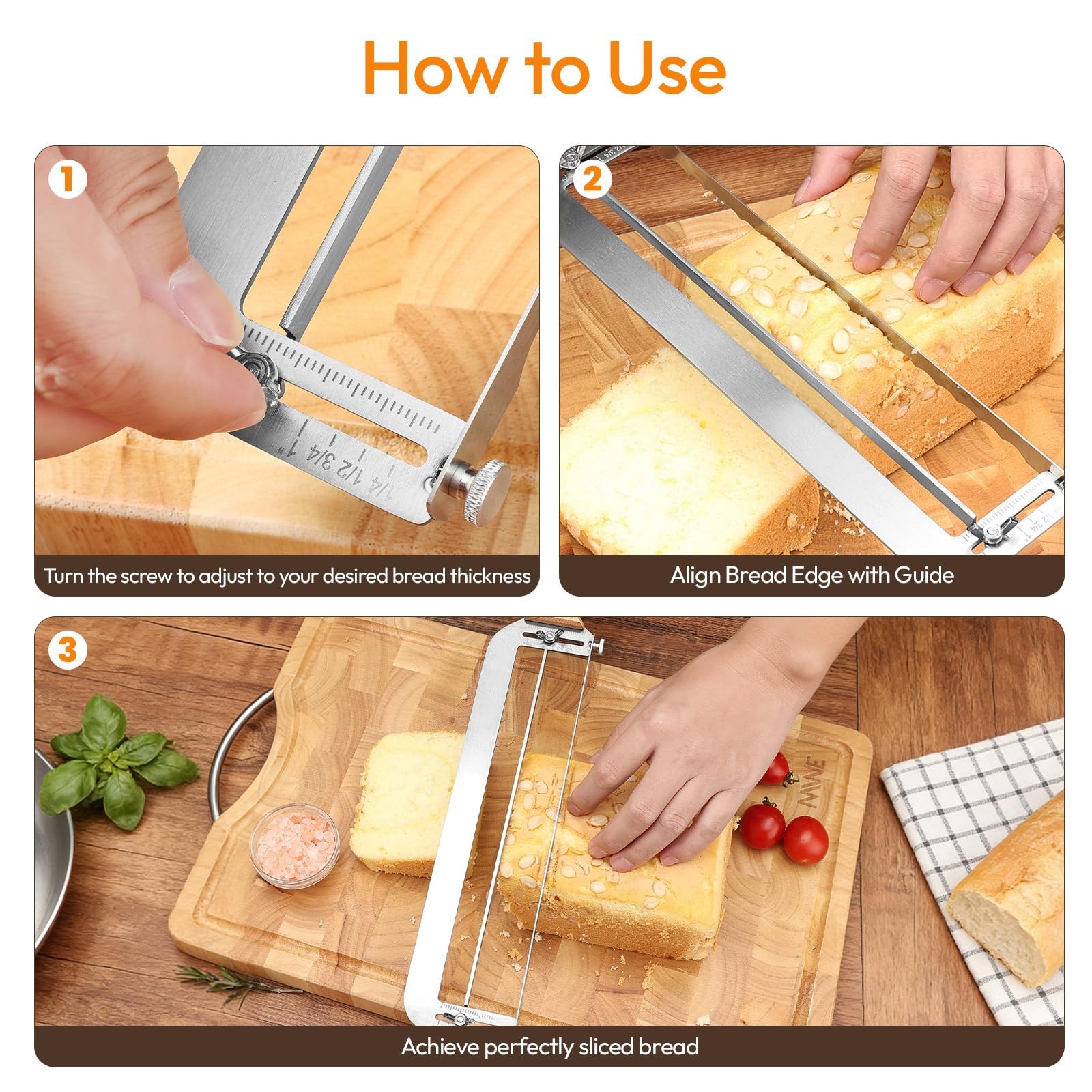 Adjustable Bread Slicer for Homemade Bread – Sourdough Bread Knife with Preci…