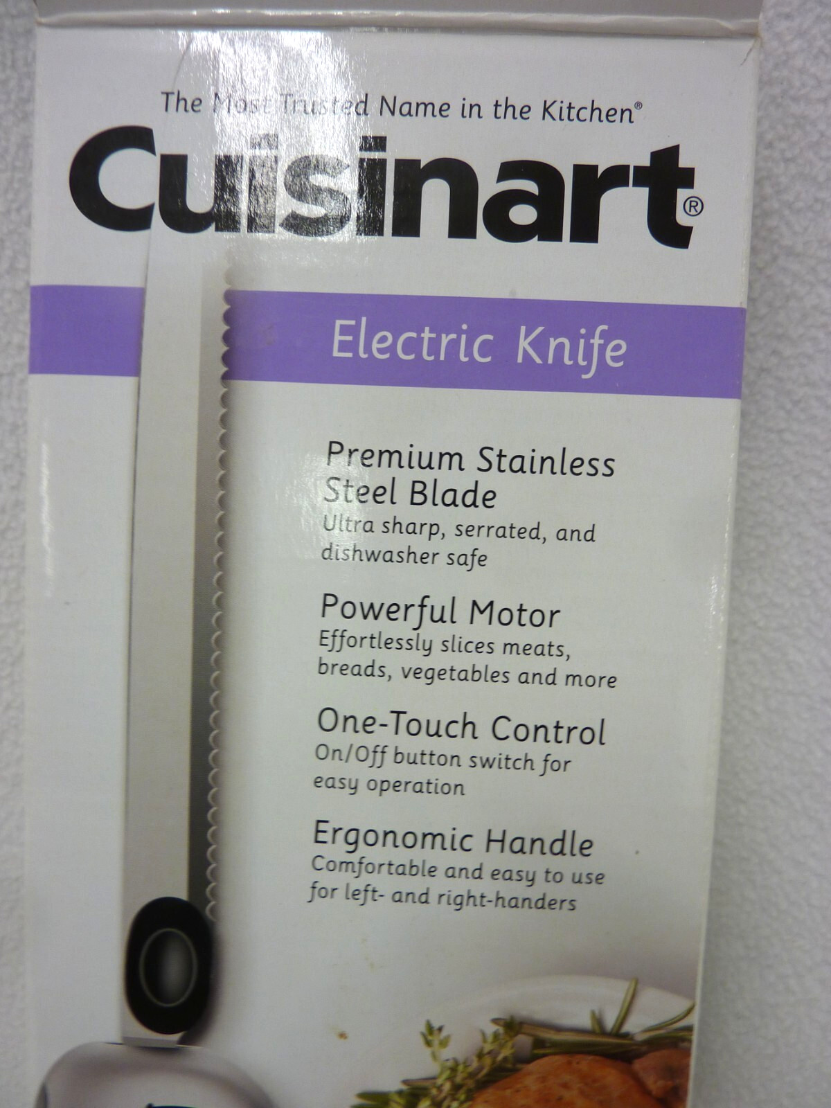 CUISINART CEK-30 ELECTRIC KNIFE ERGONOMIC NONSLIP HANDLE BLACK W/ BOOKLET + BOX
