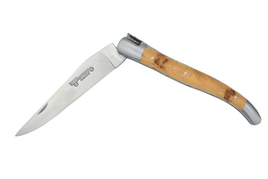 Laguiole En Aubrac Luxury Folding Pocket Knife With Juniper Wood Handle, 4.75-In