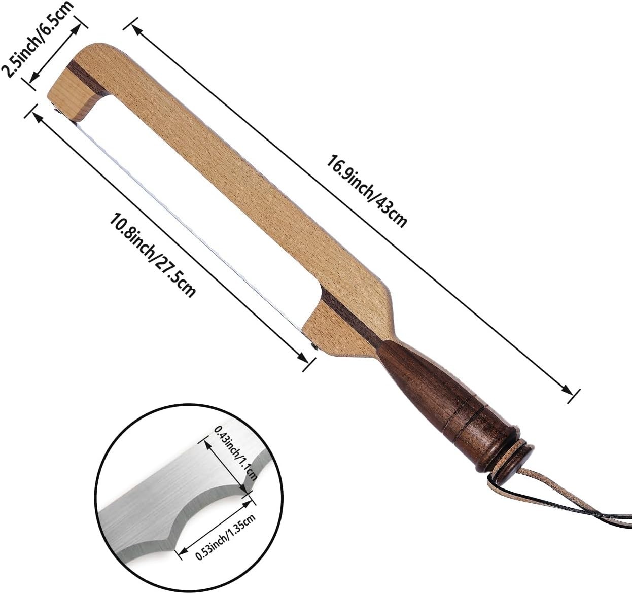 Original Design 16.8″ Wooden Bread Knife – Fiddle Bow Handle for Sourdough Home