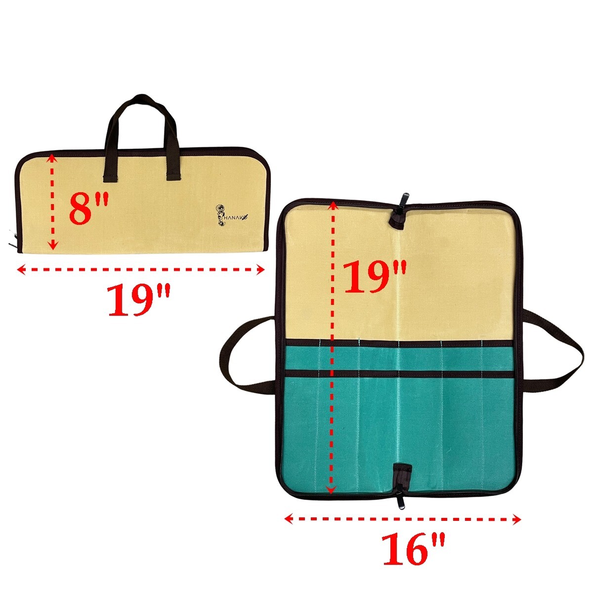 11 in Chef Knife German Steel Pakkawood Handle + Edge Guard & Beige Storage Case