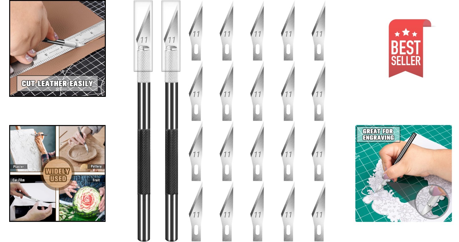 Ultimate Crafting Tool: 2 Exacto Knives with 20 Replaceable Blades – Black