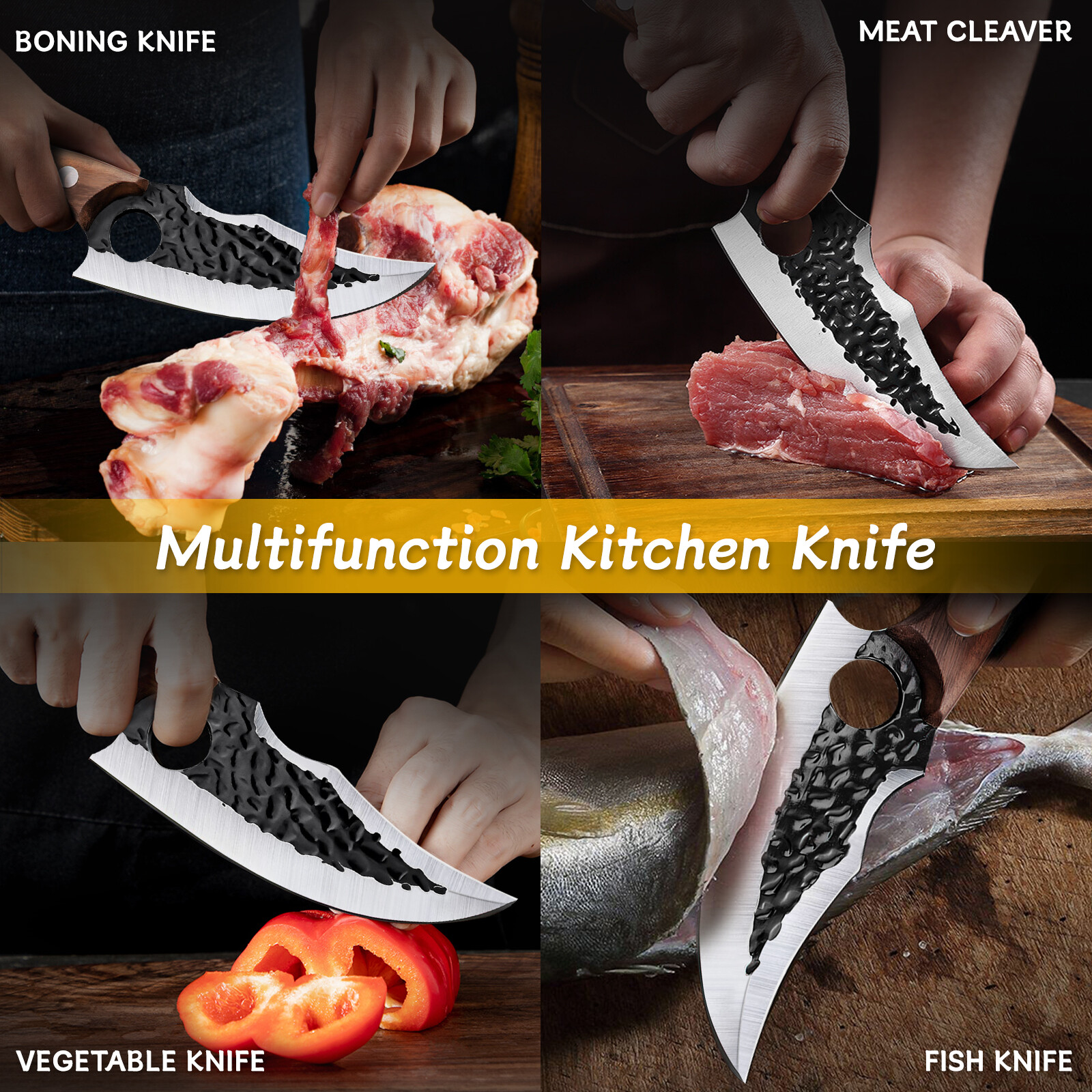 Serbian Butcher Boning Knife Hand Forged Kitchen Chef Knife Meat Cleaver Slicing