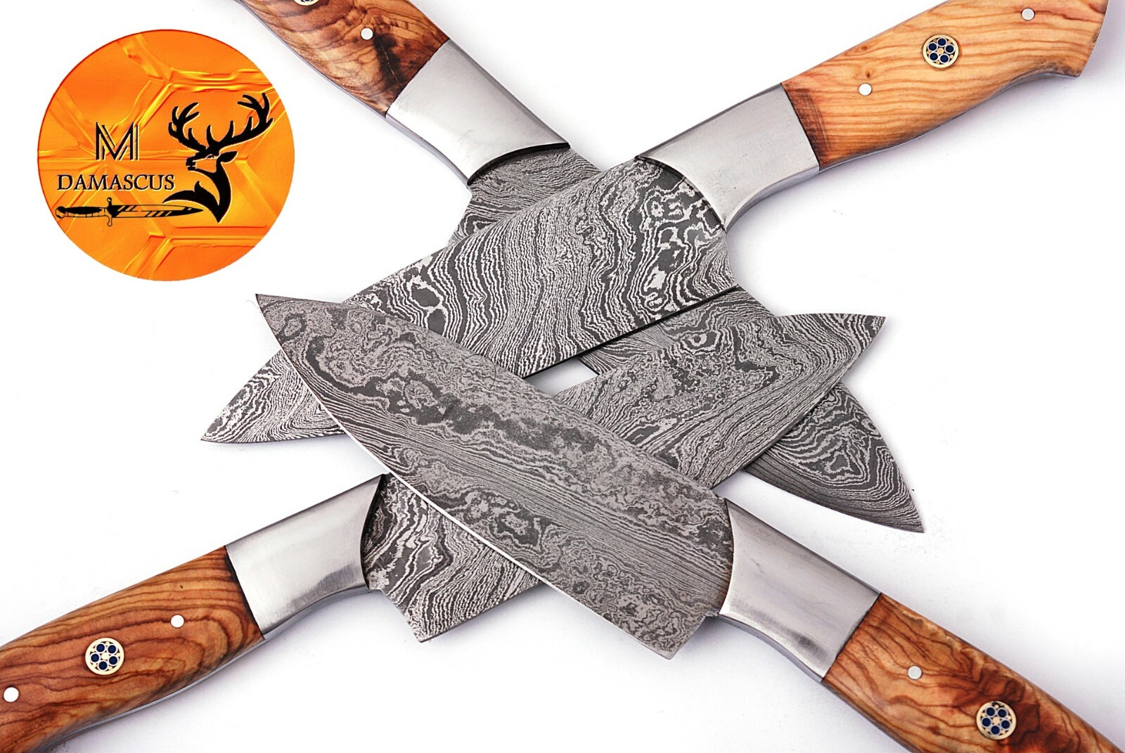 CUSTOM MADE FORGED DAMASCUS STEEL STEAK KNIFE SET KITCHEN CHEF KNIVES 1404