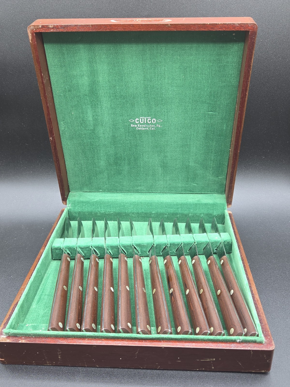 Vintage CUTCO No 47 Steak Knife Set 12 Pc Rosewood Handle Wood Case