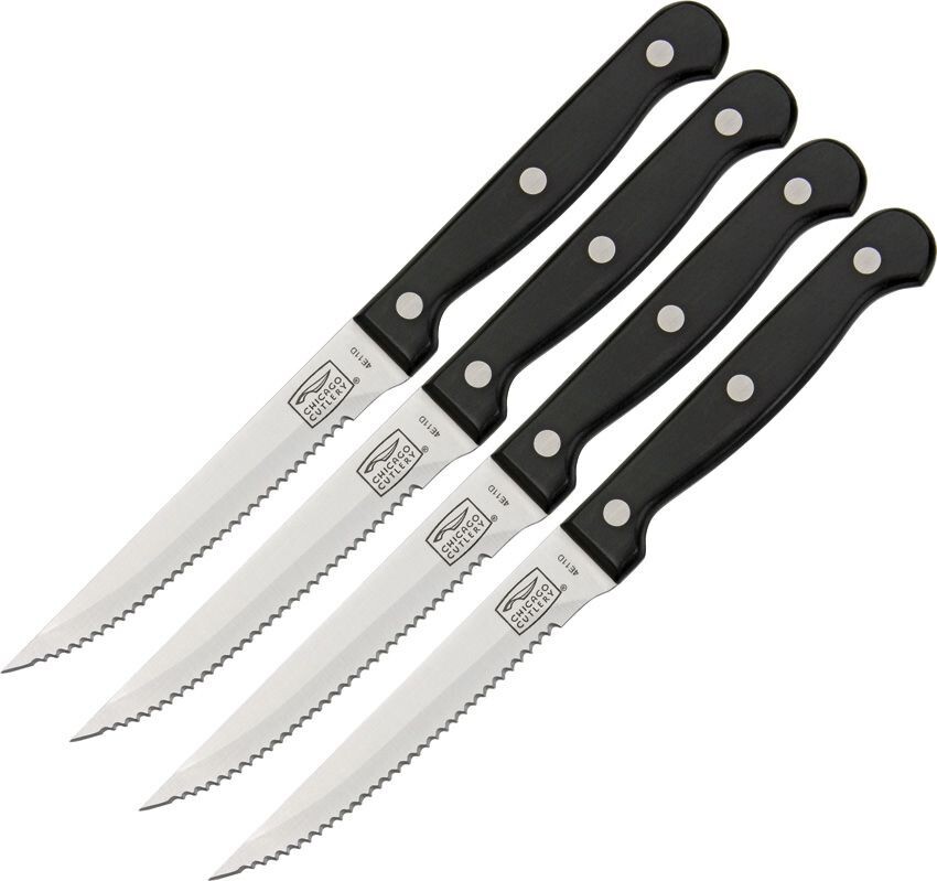 Chicago Cutlery Essentials Steak Knife Set 4.5″ High Carbon Black Polymer 01393