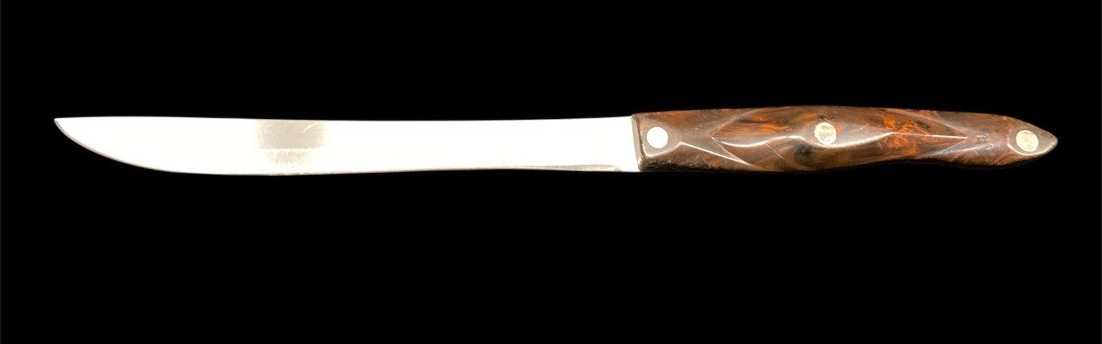Vintage CUTCO 1723 Carver Knife 9″ Overall 14.5″ Blade Brown Swirl Handle