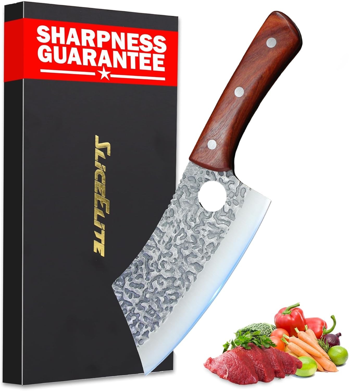SliceElite Hand-Forged Butcher Cleaver Knife | Heavy-Duty Meat Cutting Tool