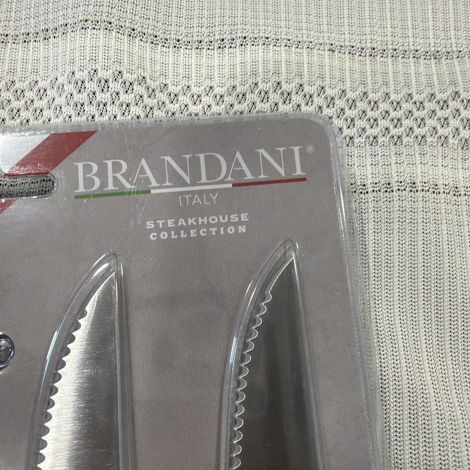 SET OF (4) AUTHENTIC BRANDANI BLACK HANDLE SERATED STEAK KNIFES Italy inox rare