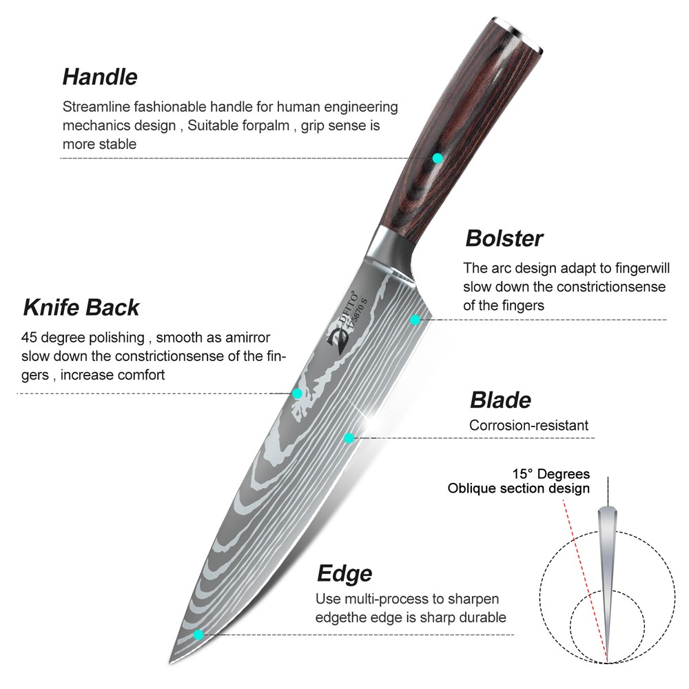Mdhand Kitchen Knife Set Professional Chef Knives Set Steel Sharp Utility Knife