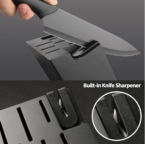 16 Pieces Kitchen Knife Block Set With Cutting Board, German Stainless Steel