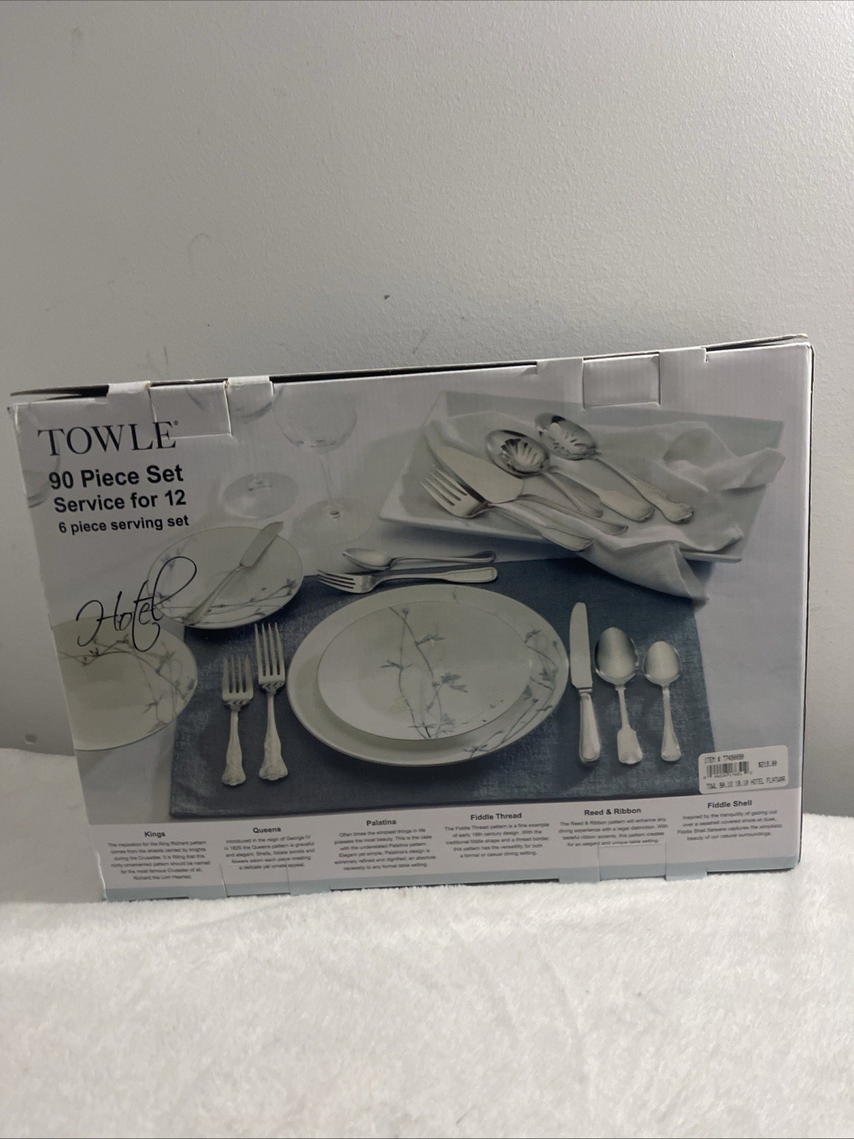 Towle T7490090 Hotel 90-Piece 18/10 Stainless Steel Flatware Set, Service for 12
