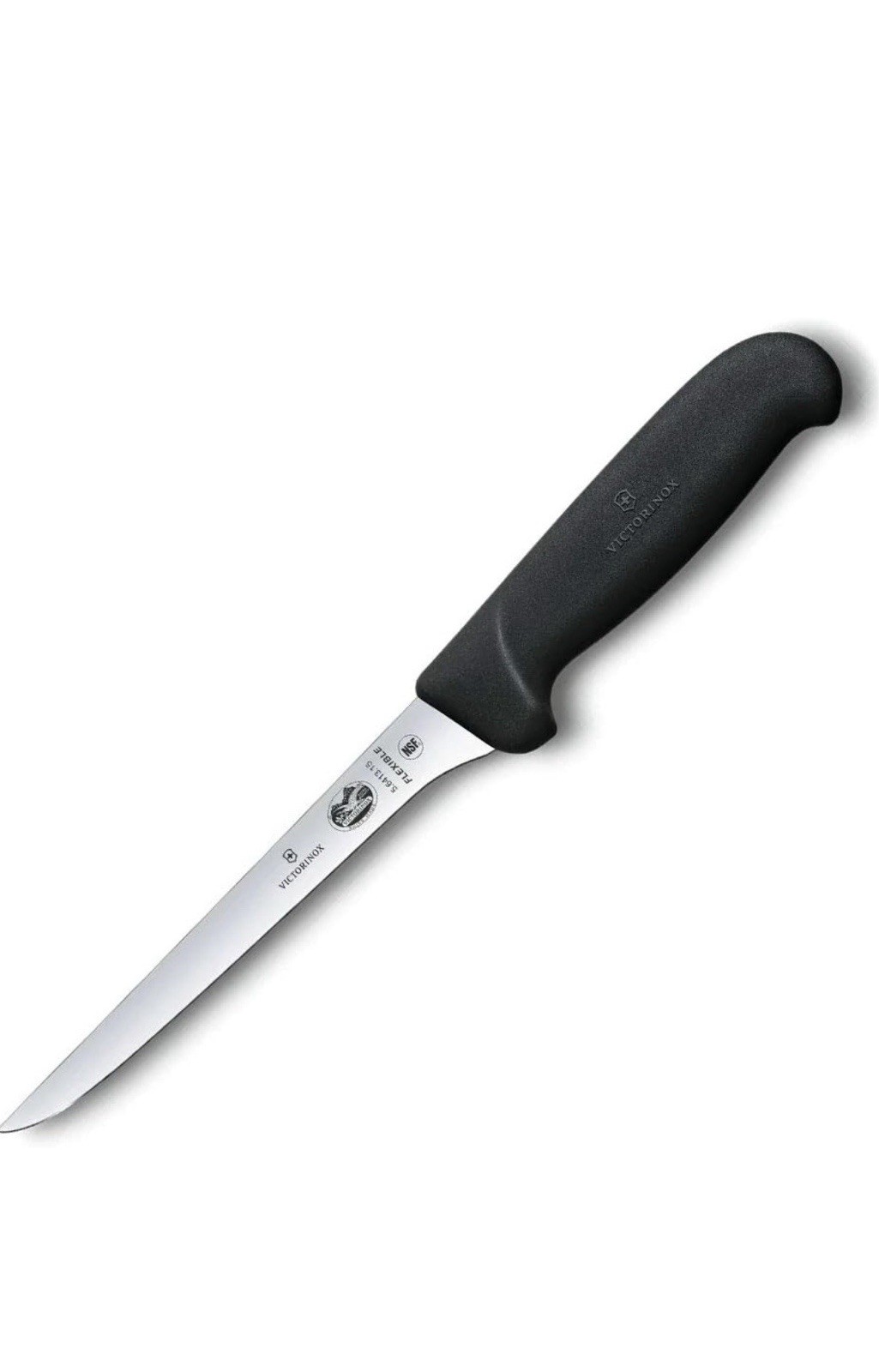 Victorinox Fibrox 6 Inch Flexible Boning Knife, Straight Blade, Black 5.6413.15