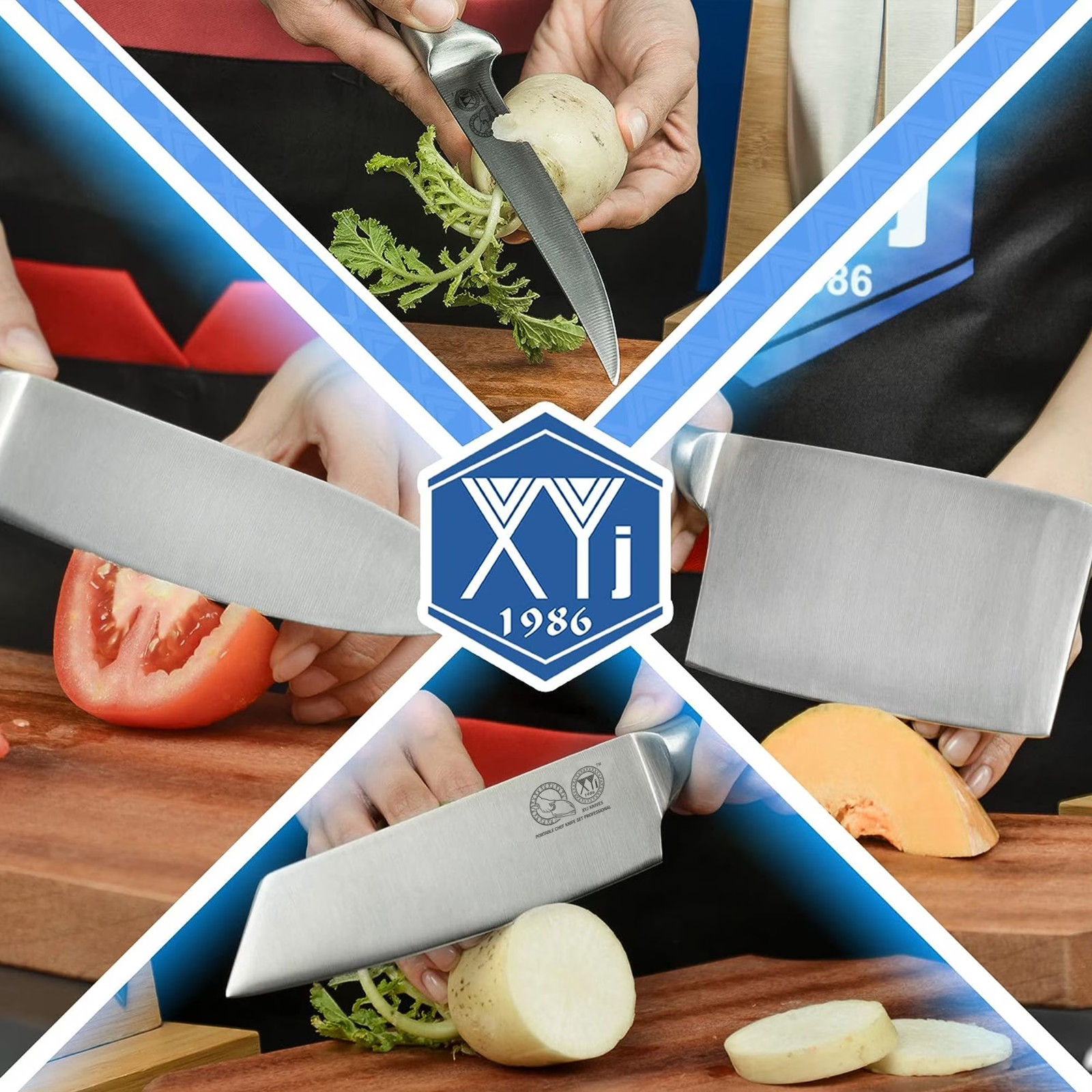 XYJ Authentic Since 1986,Professional Knife Sets for Master Chefs,8-pcs Chef