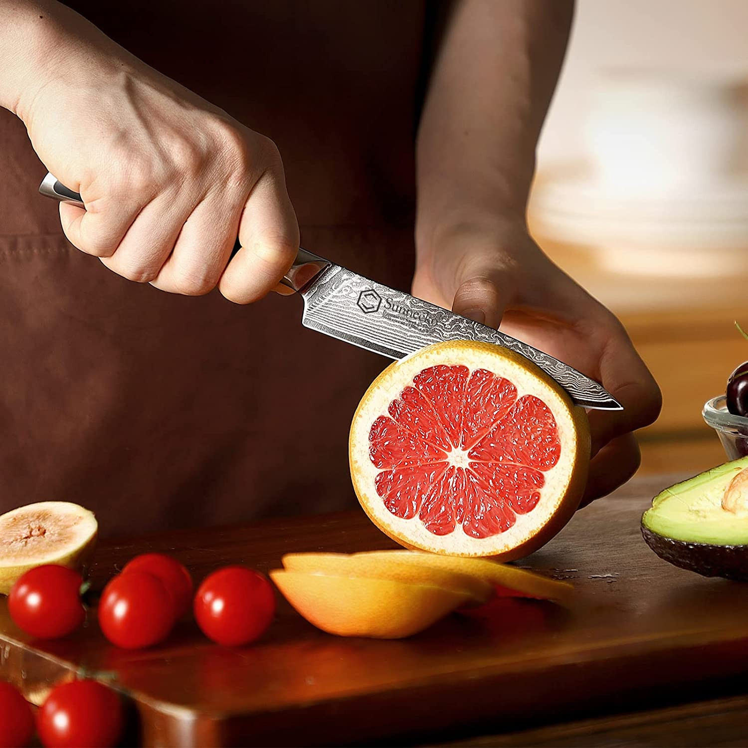 Sunnecko Utility Knife 5 Inch Kitchen Steak Knife Damascus Steel Fruit Paring