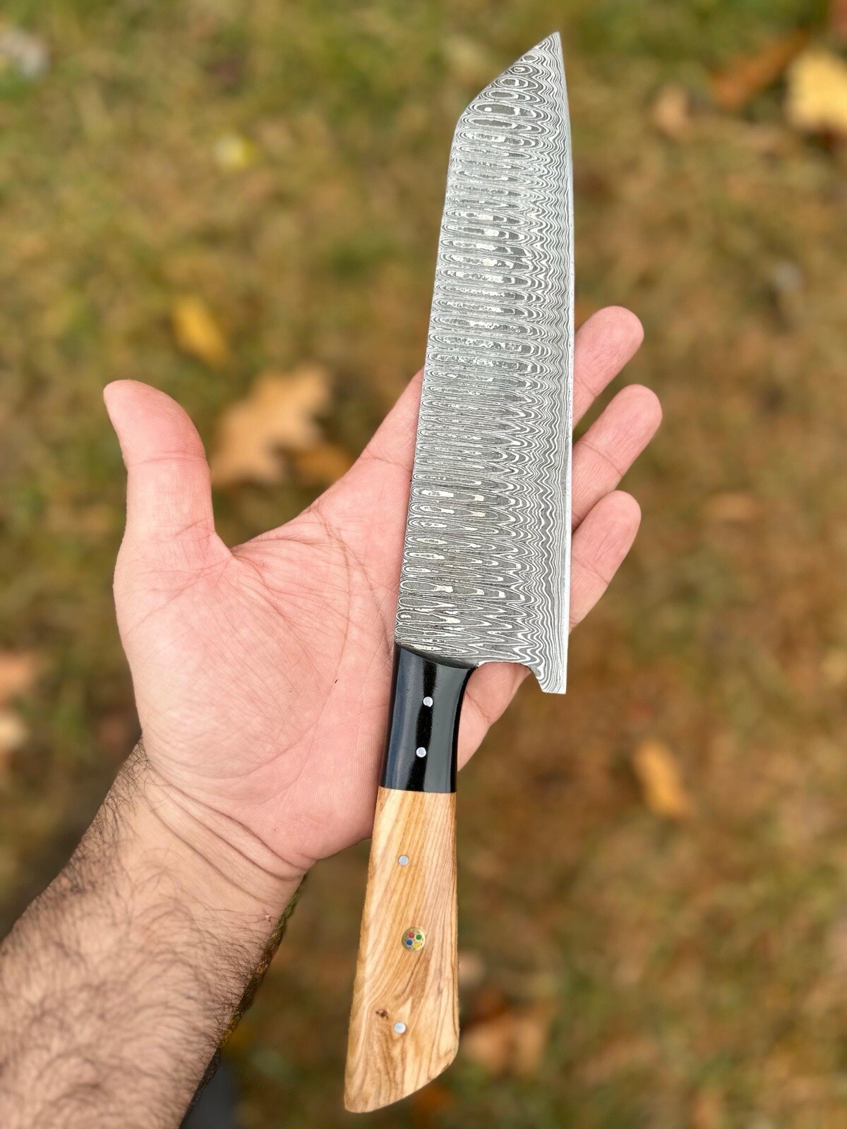 Chef Knife Japanese Damascus Steel Bunks Knife Stabilized Wood Full Tang