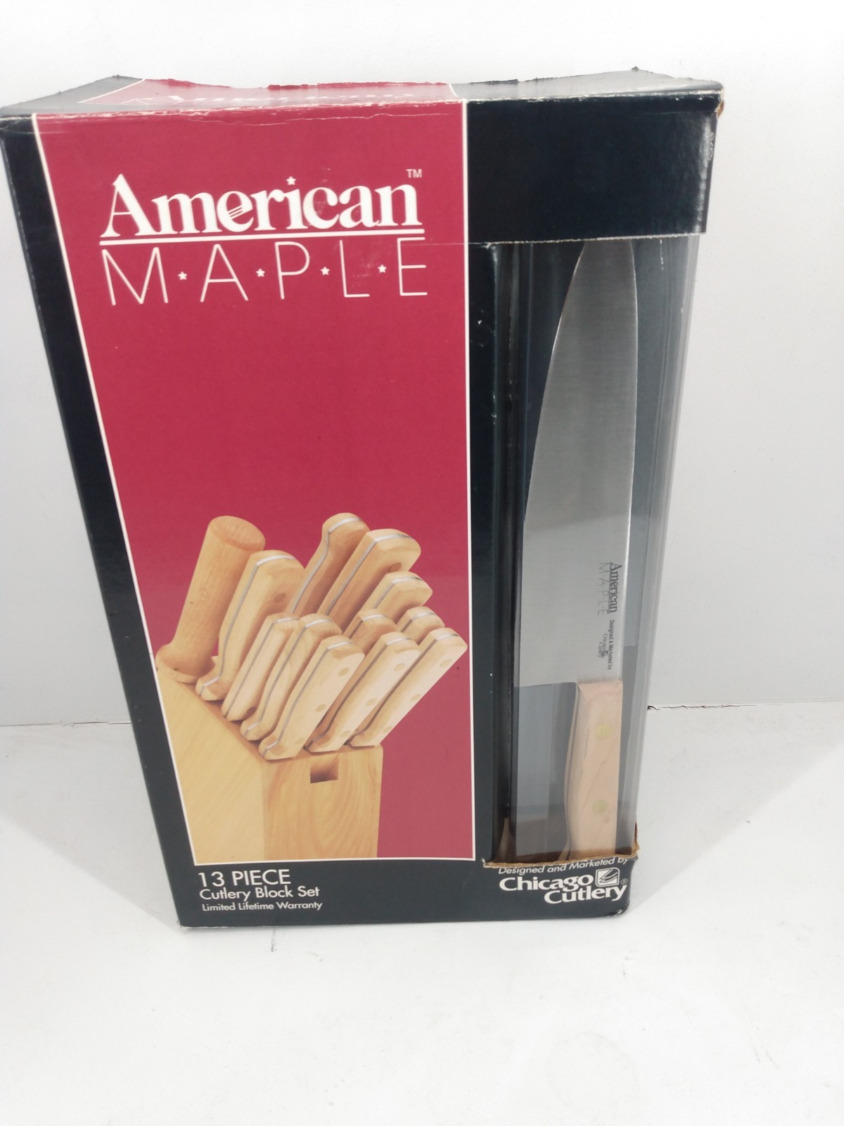 American Maple Designed And Marketed By Chicago Cutlery 13 Piece Knife Block Set