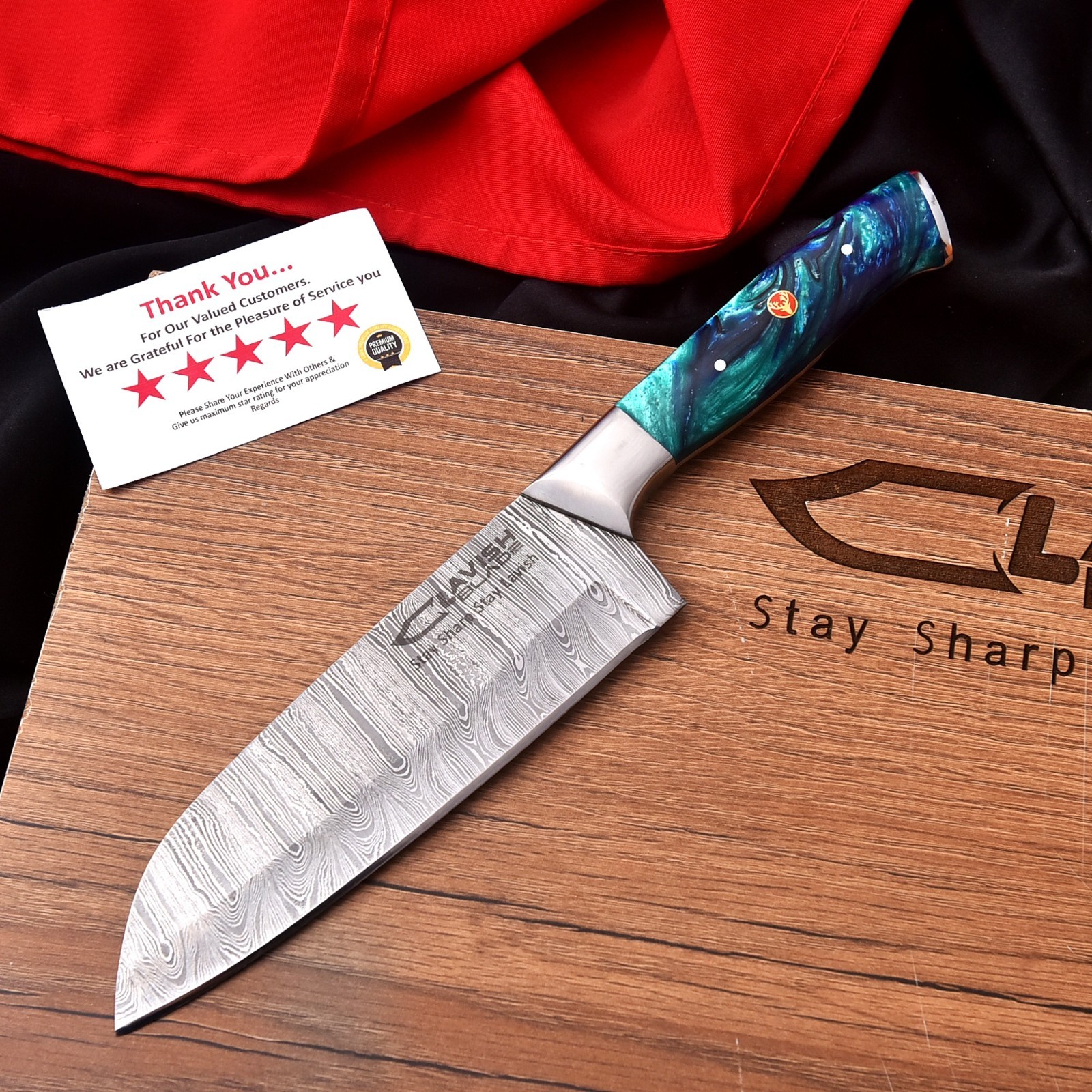 CUSTOM HANDMADE FORGED DAMASCUS STEEL CHEFS KNIFE KITCHEN KNIFE WITH GIFT BOX