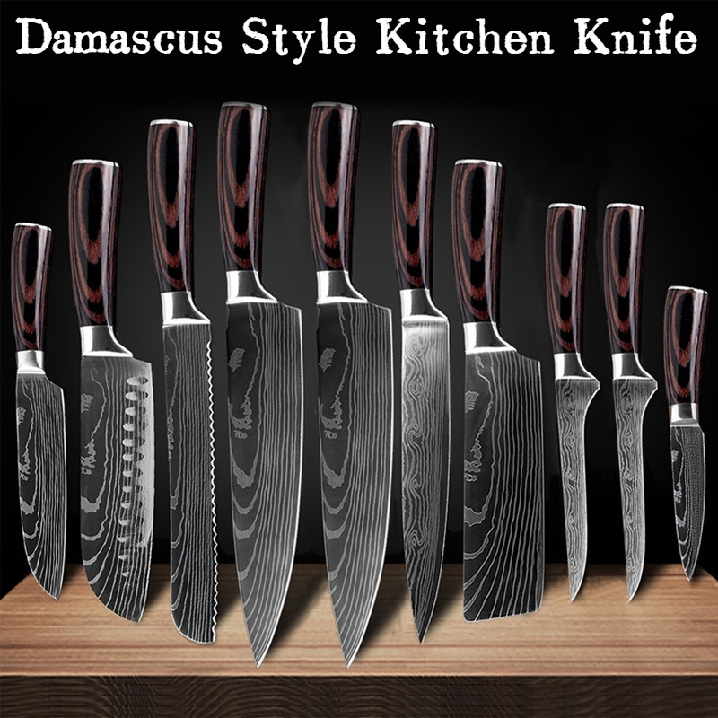 Kitchen Knife Chef Knife Set Japanese Damascus Stainless Steel Sharp Cleaver
