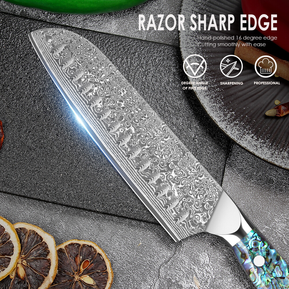 7 Inch Damascus Steel Santoku Knife Ergonomic Handle Cooking Knife Kitchen Knife