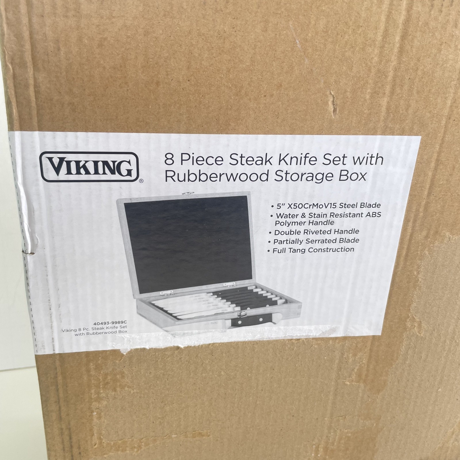 Viking Steak Knife Set, 8 Piece Stainless Steel Kitchen Knives Set with ABS P…