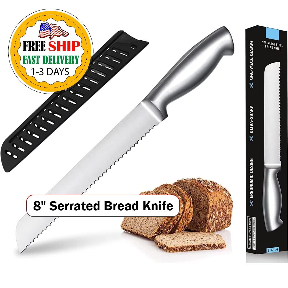 Cuchillo De Acero Inoxidable Con Filo Dentado Multiusos Para Pan Frutas Verduras