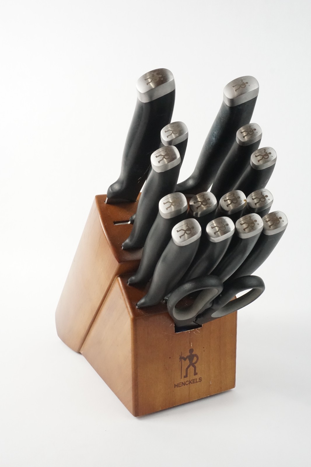 Henckels Silvercap 16 Piece Stainless Steel Knife Block Set Black Handles